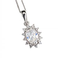 9CT WHITE GOLD PENDANT SET WITH CUBIC ZIRCONIA at Ross's Online Art Auctions
