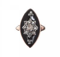 VICTORIAN 9CT GOLD ONYX AND DIAMOND RING at Ross's Online Art Auctions