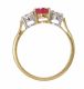 18CT GOLD RUBY AND DIAMOND THREE STONE RING at Ross's Online Art Auctions
