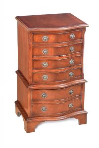 MINIATURE MAHOGANY SERPENTINE FRONT CHEST OF DRAWERS at Ross's Online Art Auctions