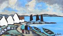 VILLAGE ON THE COAST, WEST OF IRELAND by Markey Robinson at Ross's Online Art Auctions