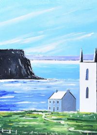 OLD HOUSE & CHURCH, ANTRIM COAST by Sean Lorinyenko at Ross's Online Art Auctions