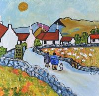 ON THE ROAD TO THE IRISH VILLAGE by Rose Elizabeth Moorcroft at Ross's Online Art Auctions