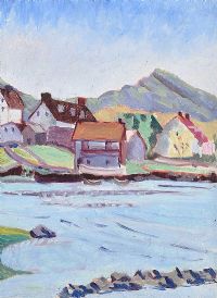 HOUSES BY THE LOUGH by Marjorie Doreen Penson at Ross's Online Art Auctions