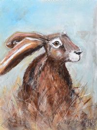 BROWN HARE IN THE GRASS by Eileen McKeown at Ross's Online Art Auctions