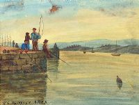 BOYS FISHING by William Gibbs Mackenzie ARHA at Ross's Online Art Auctions