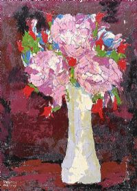 VASE & CATTLEYA TRIANAE FLOWERS by Gerald G. Beattie at Ross's Online Art Auctions