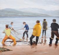 PULLING IN THE NETS by Pat Cowley at Ross's Online Art Auctions