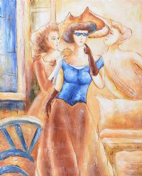 THE BLUE DRESS by Spanish School at Ross's Online Art Auctions