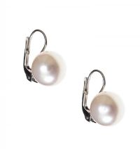 18CT WHITE GOLD EARRINGS SET WITH CULTURED PEARL at Ross's Online Art Auctions