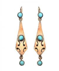 MID CARAT GOLD TURQUOISE EARRINGS at Ross's Online Art Auctions