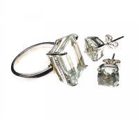 TIFFANY & CO STERLING SILVER AND PRASIOLITE JEWELLERY SUITE at Ross's Online Art Auctions