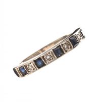 18CT WHITE GOLD SAPPHIRE AND DIAMOND HALF-ETERNITY RING at Ross's Online Art Auctions