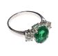 18CT WHITE GOLD EMERALD AND DIAMOND THREE STONE RING at Ross's Online Art Auctions