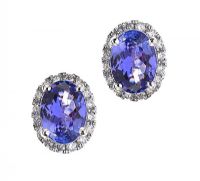 18CT WHITE GOLD TANZANITE AND DIAMOND EARRINGS at Ross's Online Art Auctions