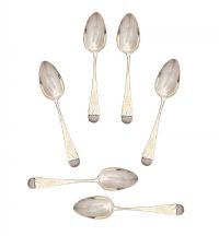 SIX SILVER DESSERT SPOONS at Ross's Online Art Auctions