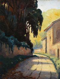 PATH IN THE VILLAGE by Charles McAuley at Ross's Online Art Auctions