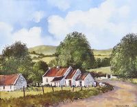 FARM BUILDINGS IN THE SPERRINS by Dennis Orme Shaw at Ross's Online Art Auctions