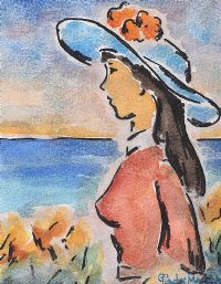 GIRL IN THE BLUE HAT by Gladys Maccabe HRUA at Ross's Online Art Auctions