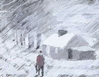 WINTER COTTAGE by Tom Carr HRHA HRUA at Ross's Online Art Auctions