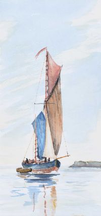 THAMES BARGE by Robert Browne at Ross's Online Art Auctions