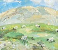 SHEEP GRAZING by David Johnston at Ross's Online Art Auctions