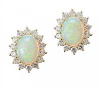 18CT GOLD OPAL AND DIAMOND EARRINGS at Ross's Online Art Auctions