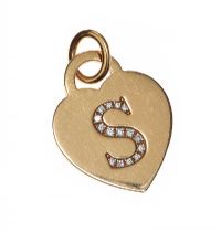 TIFFANY & CO. 18CT GOLD DIAMOND HEART SHAPED 'S' PENDANT at Ross's Online Art Auctions