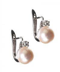 18CT WHITE GOLD PEARL AND DIAMOND STUD EARRINGS at Ross's Online Art Auctions