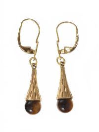 PAIR OF 9CT GOLD TIGERS EYE EARRINGS at Ross's Online Art Auctions