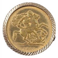 9CT GOLD MOUNTED FAUX COIN at Ross's Online Art Auctions