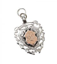 STERLING SILVER SHIELD PENDANT WITH ROSE GOLD GILDING at Ross's Online Art Auctions
