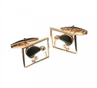 9CT GOLD CUFFLINKS SET WITH JADE at Ross's Online Art Auctions