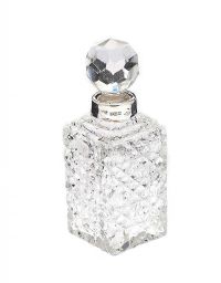SILVER MOUNTED CUT-GLASS PERFUME BOTTLE AND STOPPER at Ross's Online Art Auctions