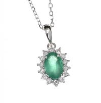 18CT WHITE GOLD EMERALD AND DIAMOND NECKLACE at Ross's Online Art Auctions