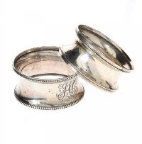 TWO SILVER NAPKIN RINGS at Ross's Online Art Auctions