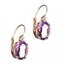 18CT ROSE GOLD AMETHYST AND DIAMOND EARRINGS at Ross's Online Art Auctions