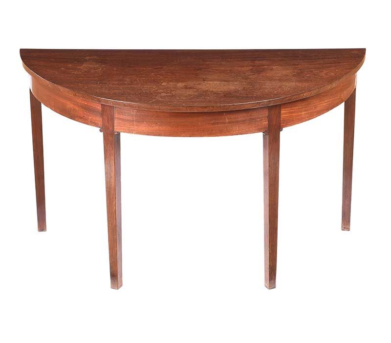 PAIR OF GEORGIAN MAHOGANY DEMI LUNE CONSOLE TABLES at Ross's Online Art Auctions