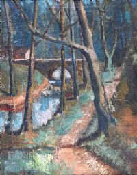WOODS BY A RIVER by Sydney Smith at Ross's Online Art Auctions
