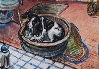 SPANIEL IN A BASKET by N. Pearse at Ross's Online Art Auctions