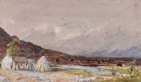 IRISH COTTAGE & TURF STACKS by Anthony Carey Stannus at Ross's Online Art Auctions