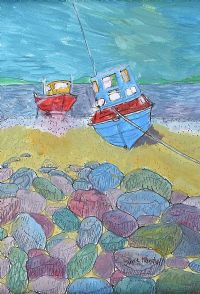 BEACHED BOATS AT BANTRY, COUNTY CORK by June Marshall BA at Ross's Online Art Auctions