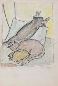 SLEEPING CATS by Arthur Armstrong RHA at Ross's Online Art Auctions
