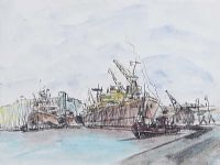 BELFAST BOATS by Maurice Canning Wilks ARHA RUA at Ross's Online Art Auctions