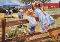 WATCHING THE COWS by C. Hartley at Ross's Online Art Auctions