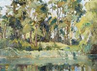 TREES BY THE RIVER BANK by Marjorie Henry RUA at Ross's Online Art Auctions