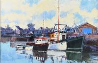 FISHING BOATS, ARDGLASS HARBOUR by Dennis Orme Shaw at Ross's Online Art Auctions