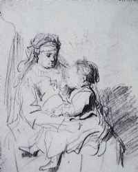 NURSE & EATING CHILD by Harmensz Van Rijn Rembrandt at Ross's Online Art Auctions