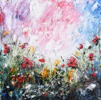 FLOWERS UNDER A WILD SKY by Hayley Huckson at Ross's Online Art Auctions