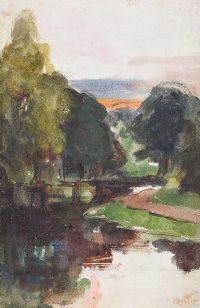 TREES BY THE RIVER LAGAN by William Conor RHA RUA at Ross's Online Art Auctions